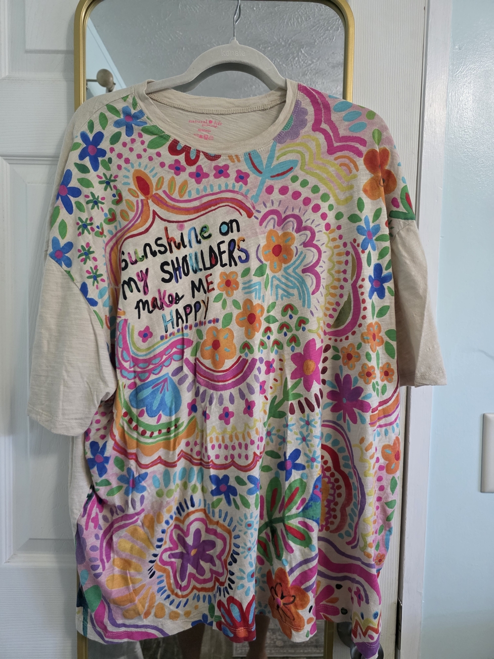 NATURAL LIFE Cream Boho Floral Sweatshirt with Multicolor Graphic - Picture 2 of 4
